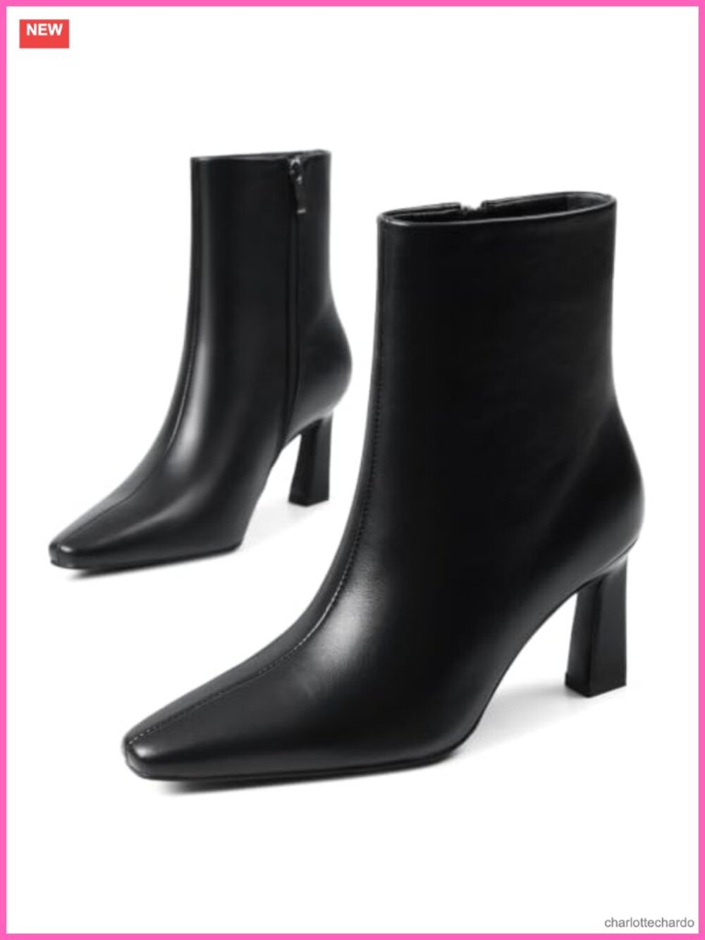 Faux Leather Kitten Heel Ankle Bootie with Side Zipper